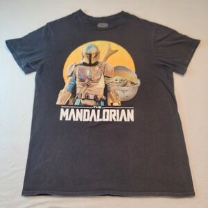Star Wars The Mandalorian Boys Medium M Black T-Shirt Fifth Sun 100% Cotton